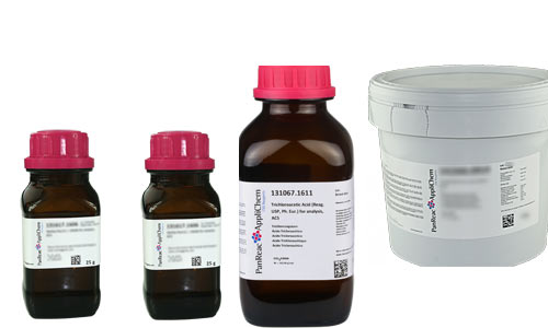 Trichloressigs�ure (Reag. Ph. Eur.) zur Analyse, ACS, min 99.5%</p>Trichloroacetic Acid (Reag. Ph. Eur.) for analysis, ACS, 99.5%</p>Laborbedarf,Chemikalien,S�uren,Trichloressigs�ure 99.5% p.A.